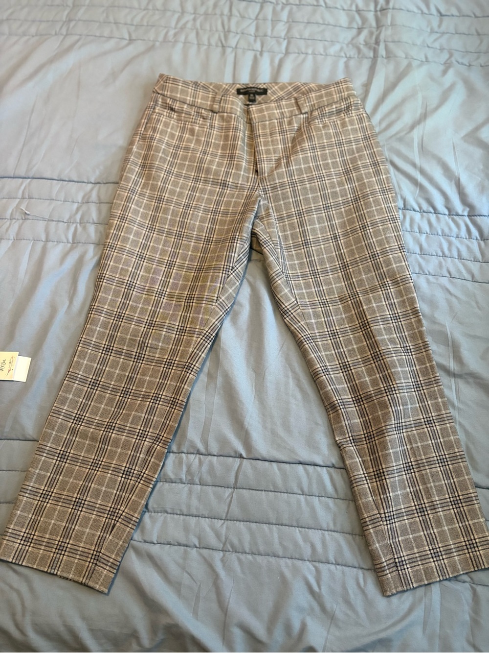 Banana Republic Plaid Cropped Trousers in Beige and Black